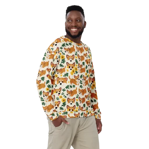 Corgi Garden on a Sweatshirt