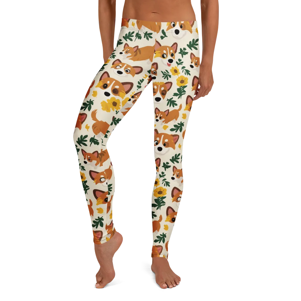 Corgi Garden on Leggings — Front