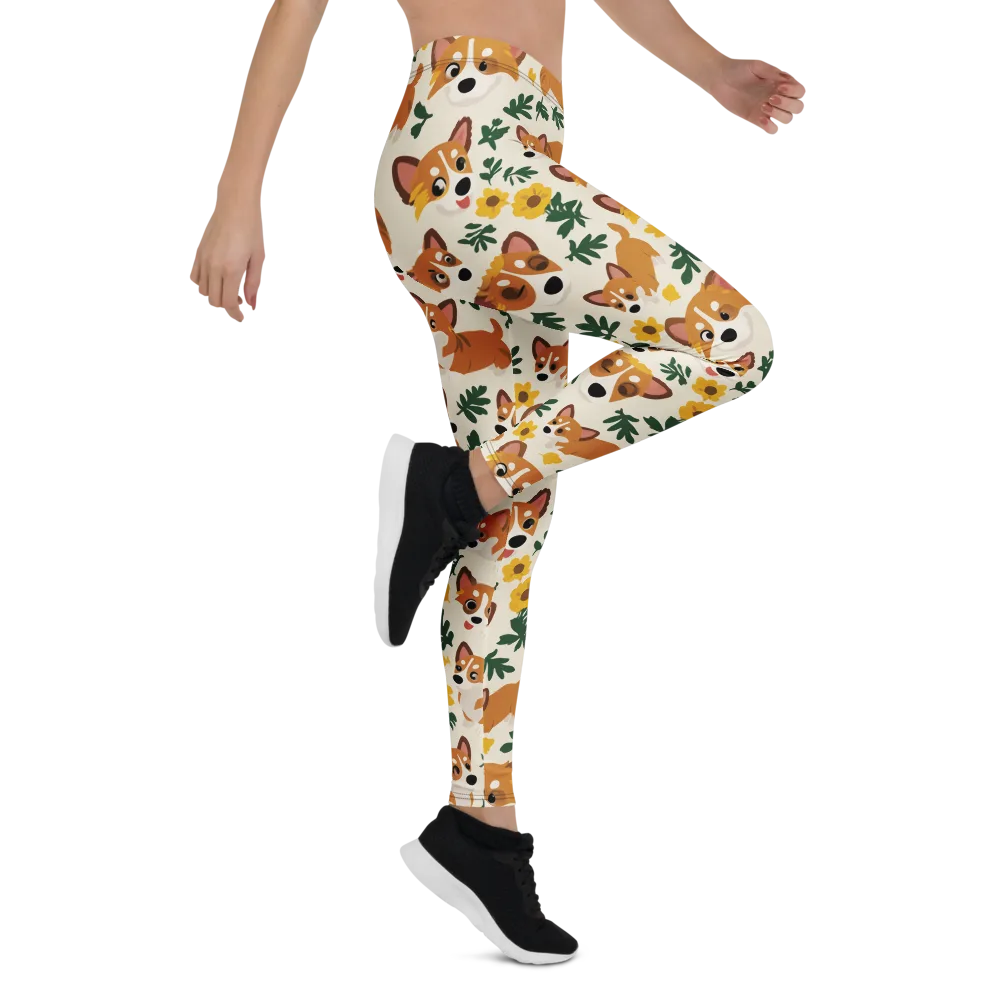 Corgi Garden on Leggings — Right