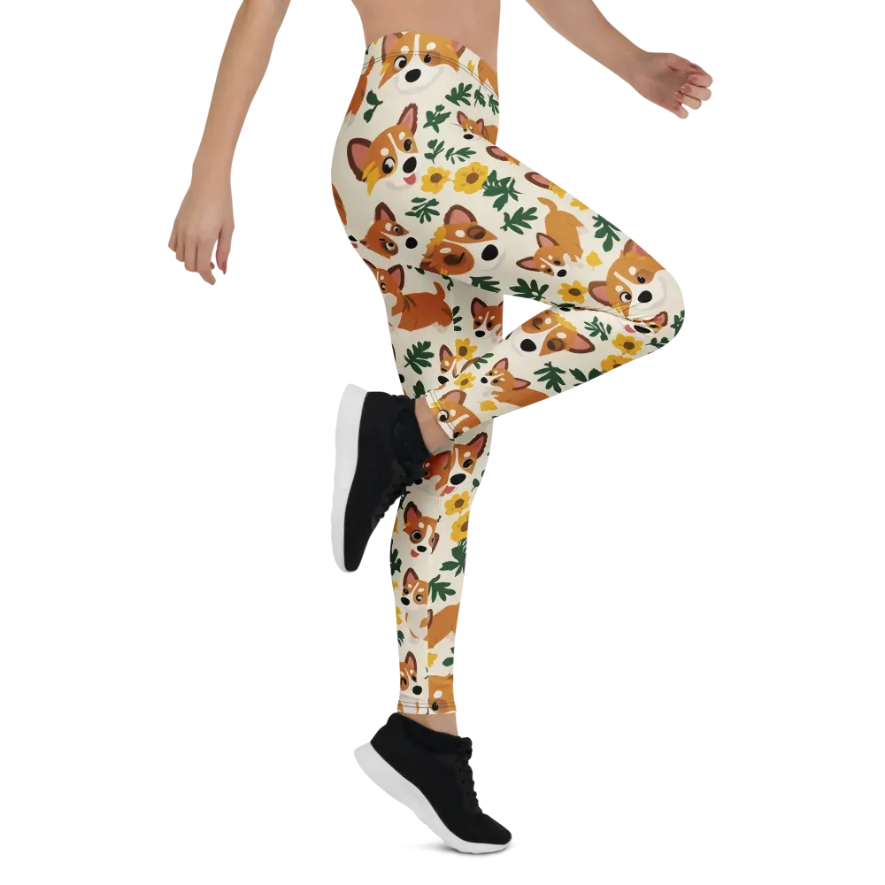 Corgi Garden on Leggings — Right