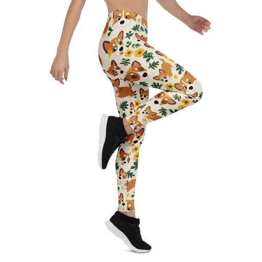 Corgi Garden on a Leggings