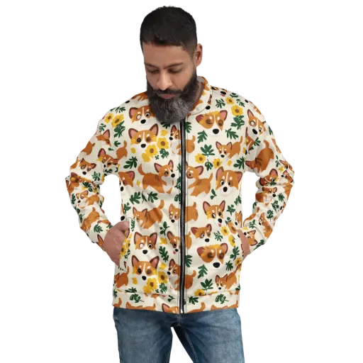 Corgi Garden on a Bomber Jacket