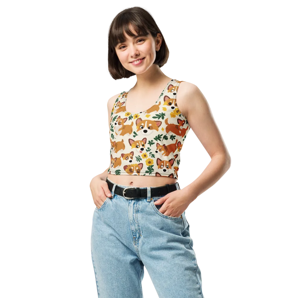 Corgi Garden on Crop Top — Front