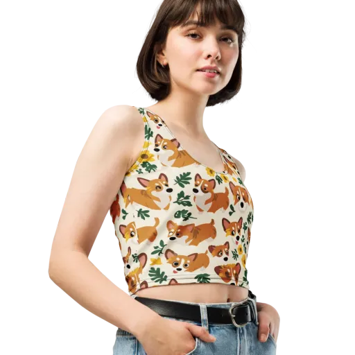 Corgi Garden on a Crop Top