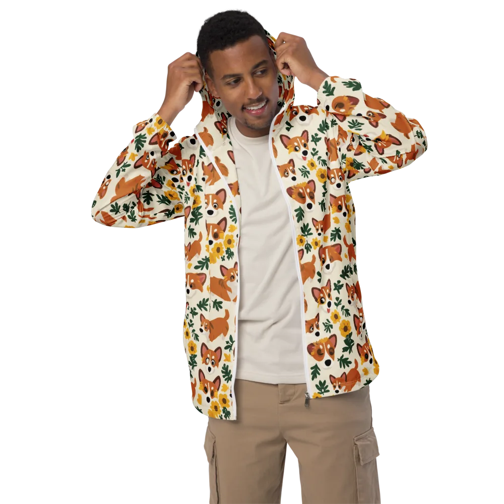 Corgi Garden on Men's Windbreaker — Front