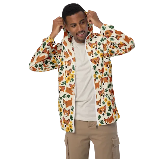 Corgi Garden on a Men's Windbreaker