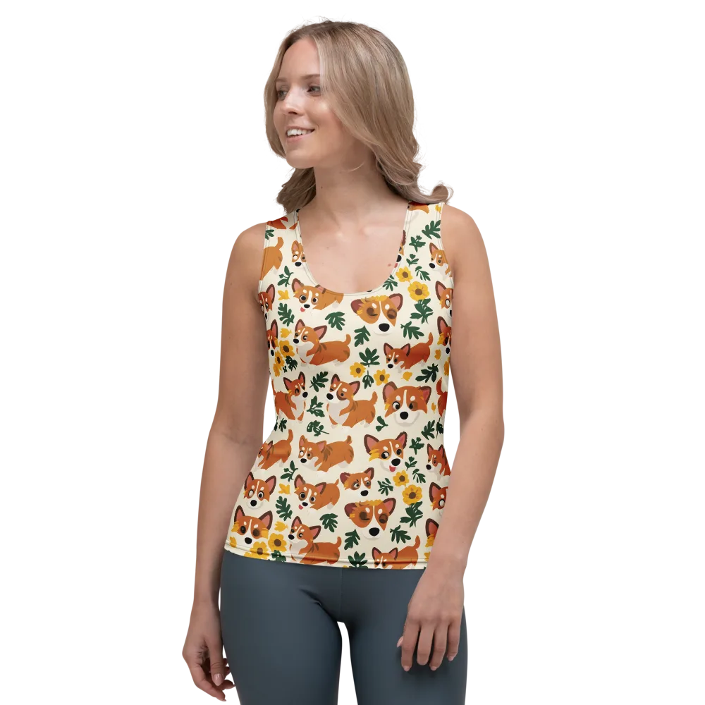Corgi Garden on Women's Tank Top — Front