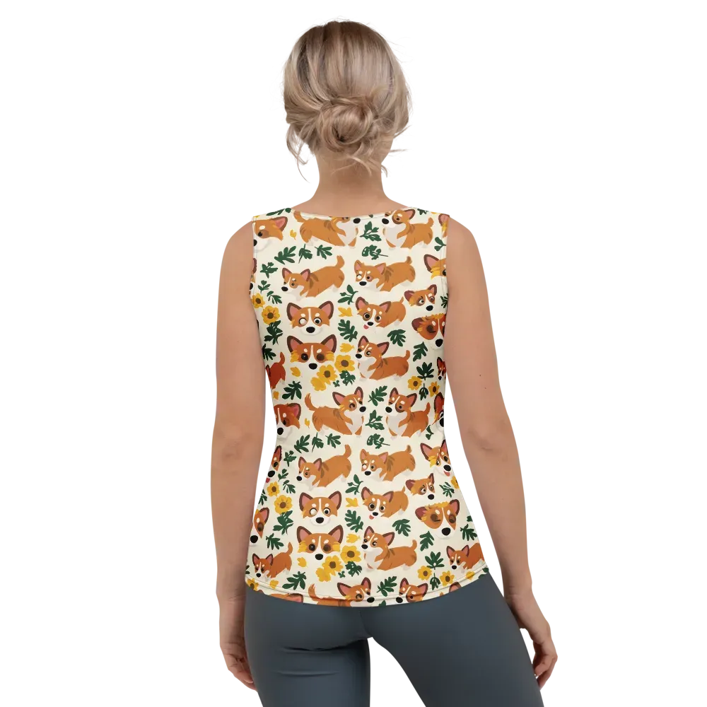 Corgi Garden on Women's Tank Top — Back