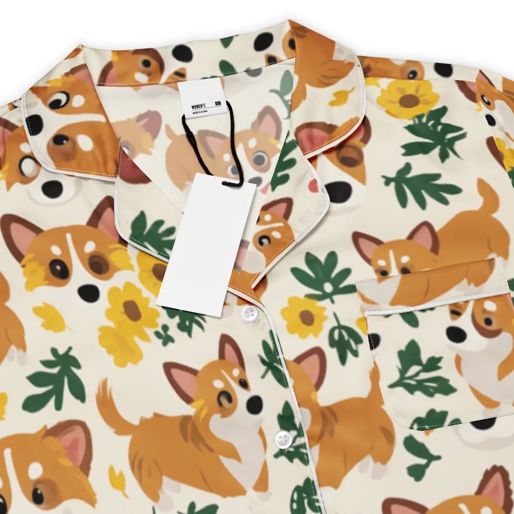 Corgi Garden on Women's Short Sleeve Pajama Top — Product details