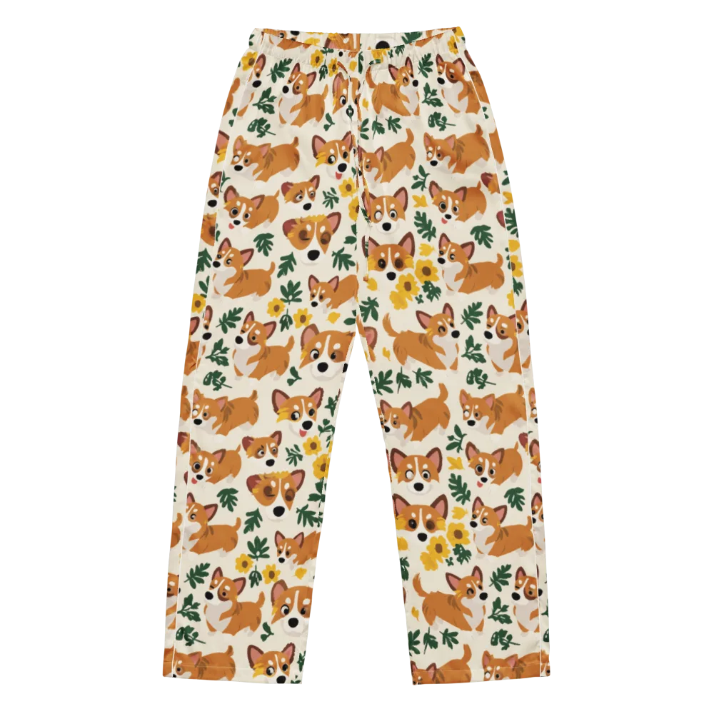 Corgi Garden on Women's Pajama Pants — Front