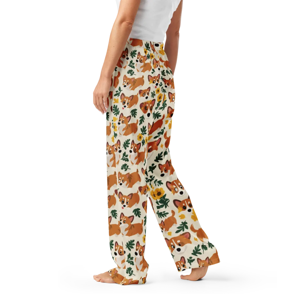 Corgi Garden on Women's Pajama Pants — Left