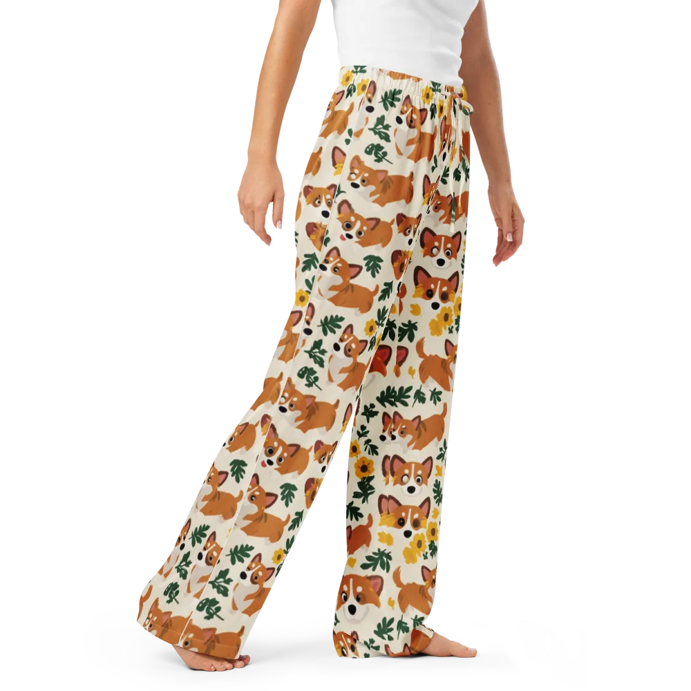 Corgi Garden on Women's Pajama Pants — Right Front