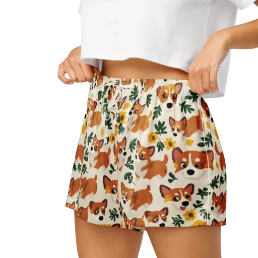 Corgi Garden on a Women's Pajama Shorts
