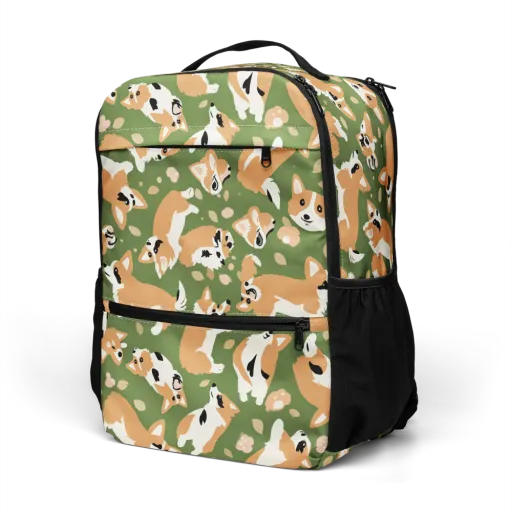 Mossy Corgi Meadow on a Utility Backpack
