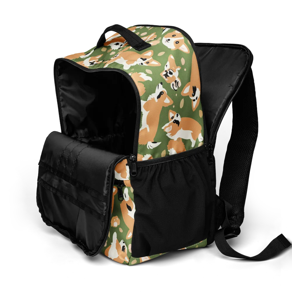 Mossy Corgi Meadow on Utility Backpack — Product details 2