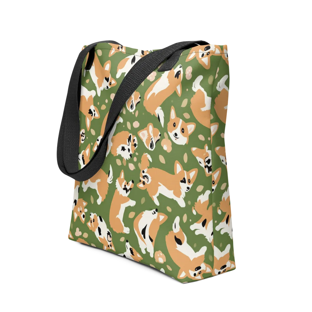 Mossy Corgi Meadow on Tote Bag — Front
