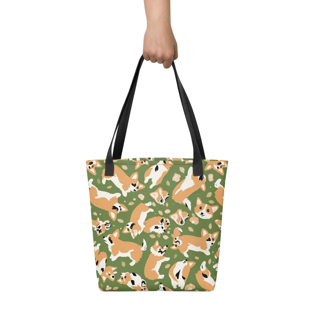 Mossy Corgi Meadow on Tote Bag — Front