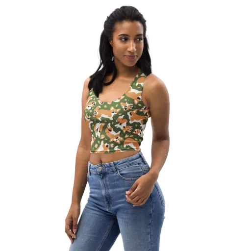 Mossy Corgi Meadow on a Crop Top