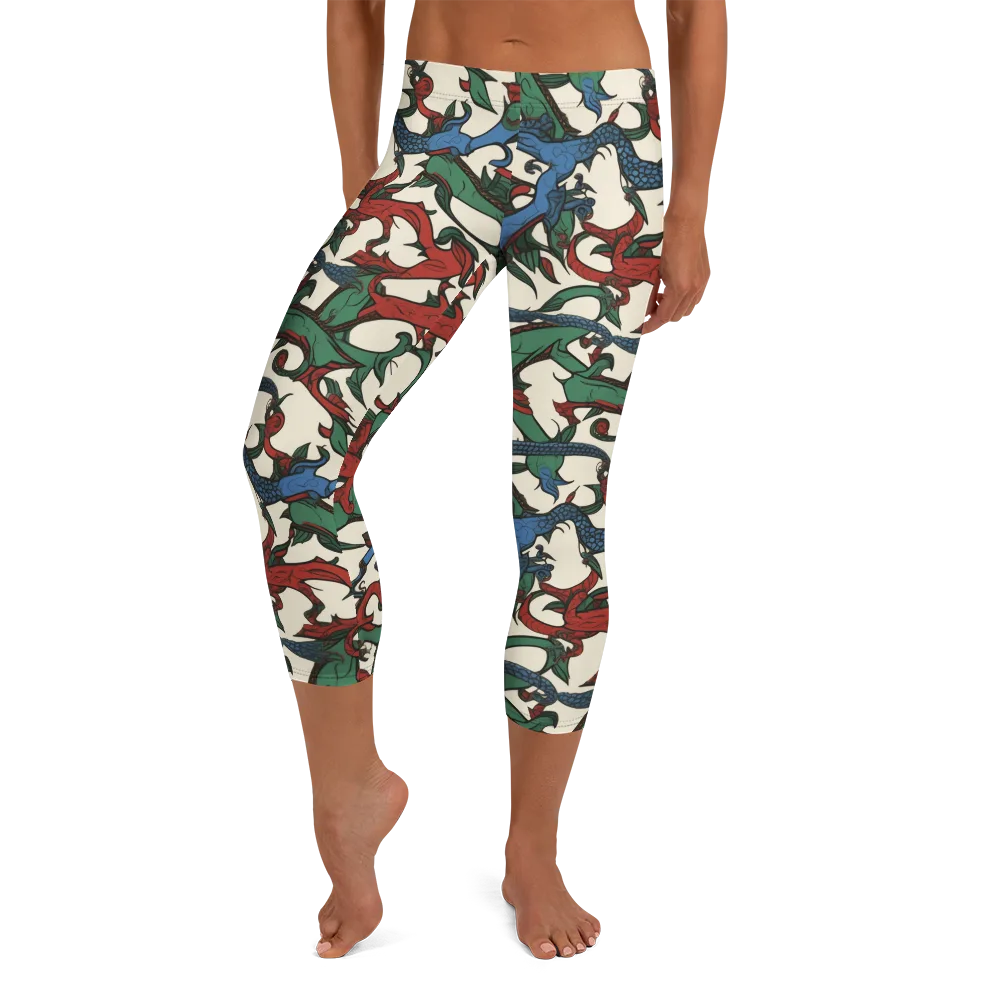 Dragonvine on Capri Leggings — Front