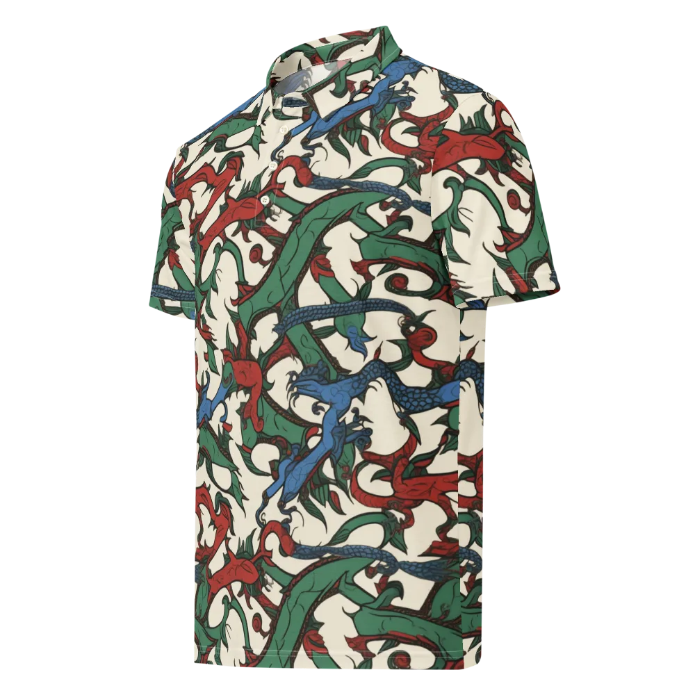 Dragonvine on Men's Slim Fit Polo Shirt — Left Front