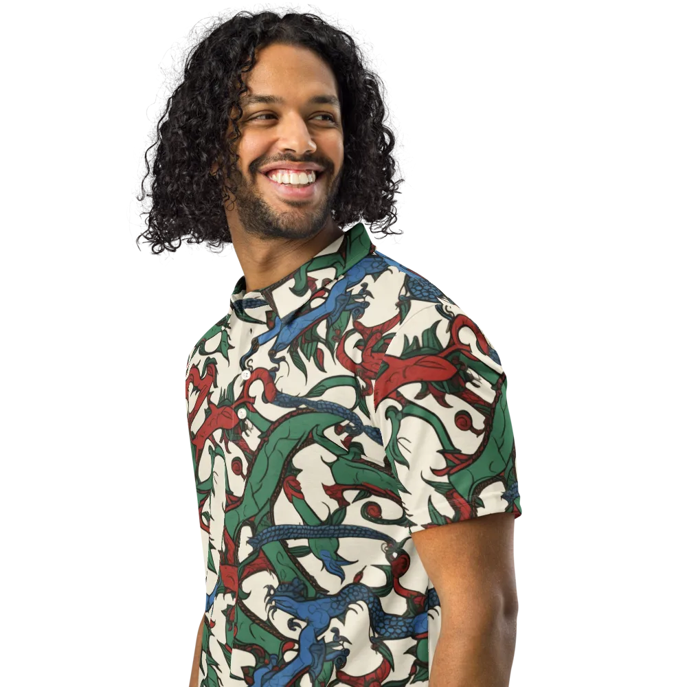 Dragonvine on Men's Slim Fit Polo Shirt — Left Front