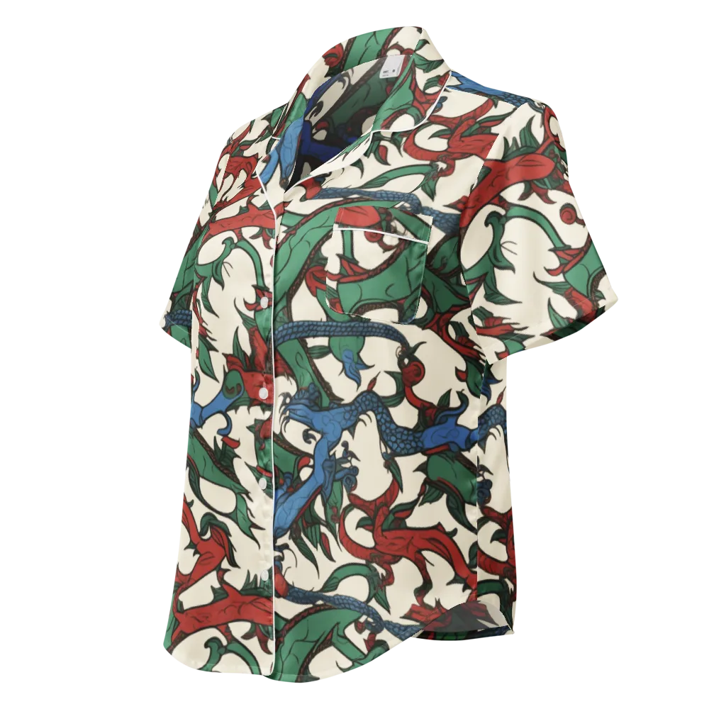 Dragonvine on Women's Short Sleeve Pajama Top — Left Front
