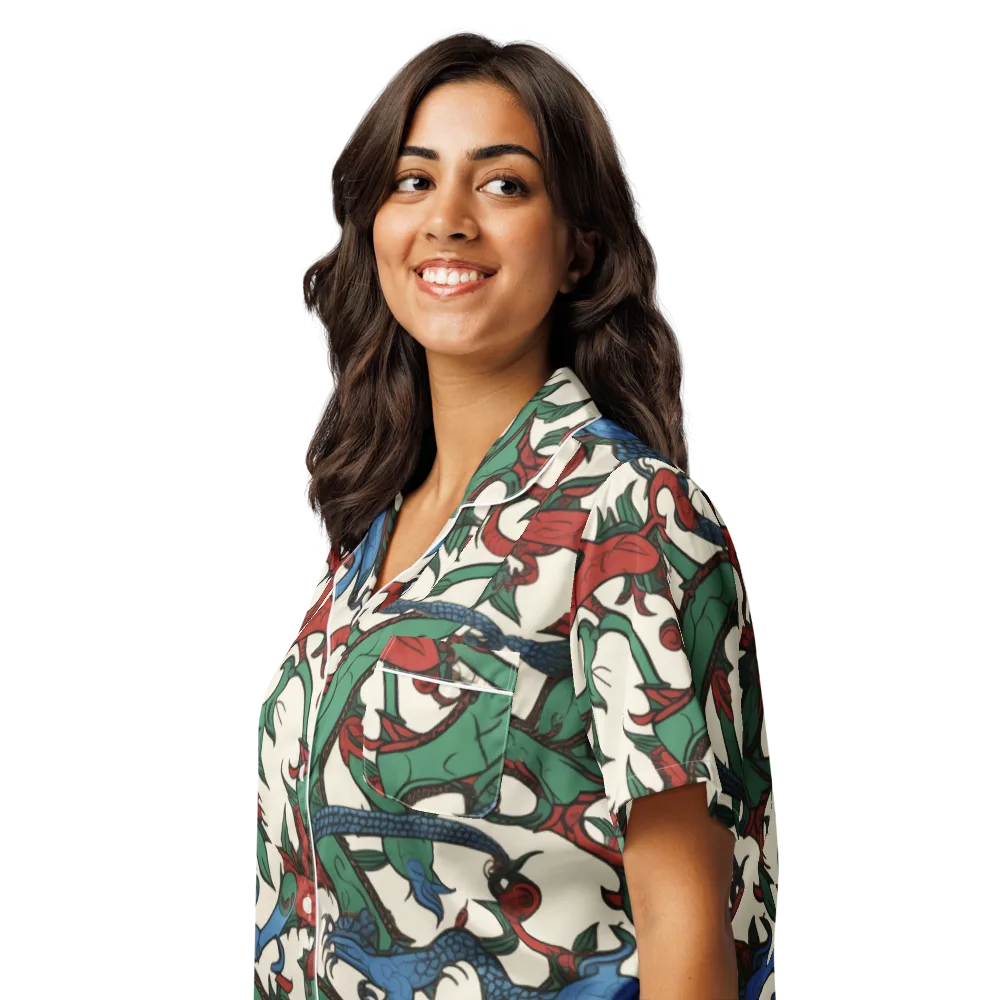 Dragonvine on Women's Short Sleeve Pajama Top — Left Front
