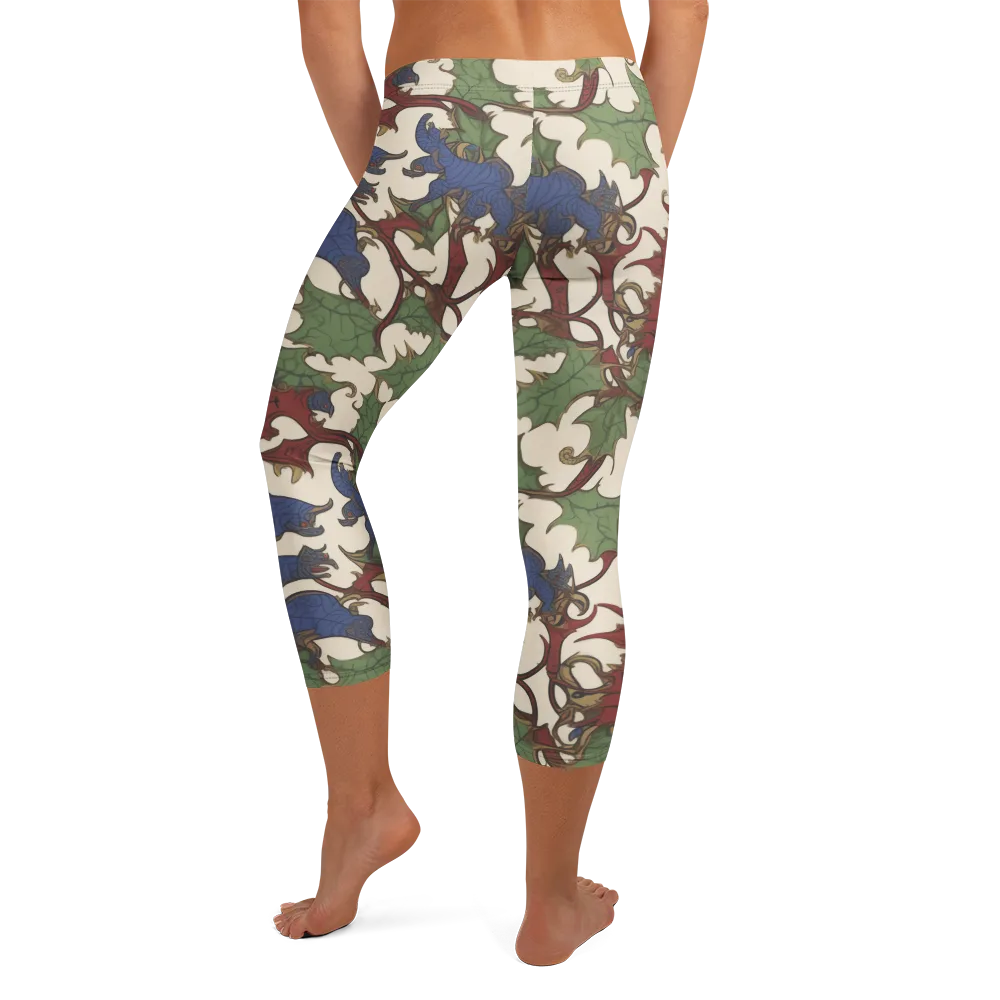 Verdant Wyverns on Capri Leggings — Back