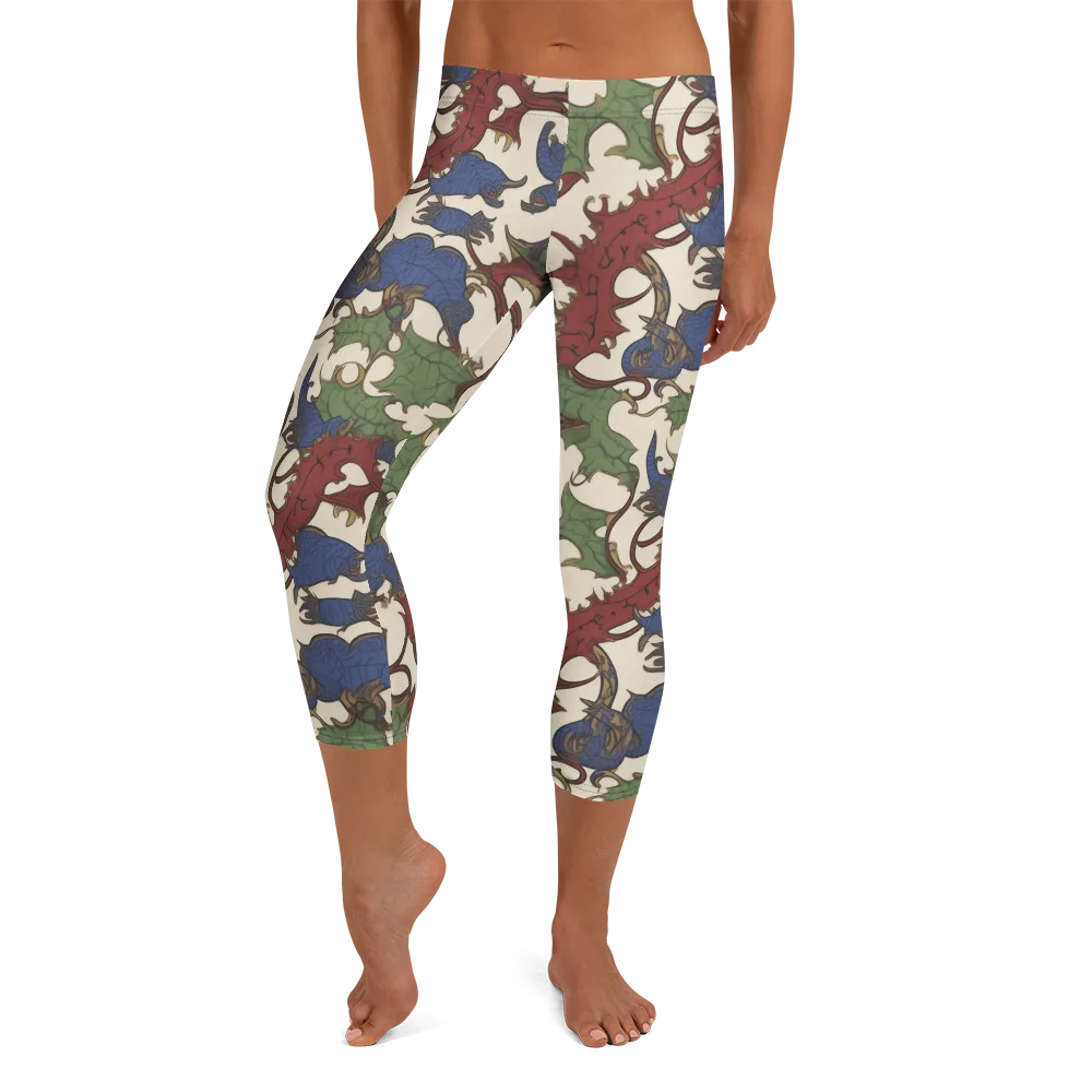 Verdant Wyverns on Capri Leggings — Front