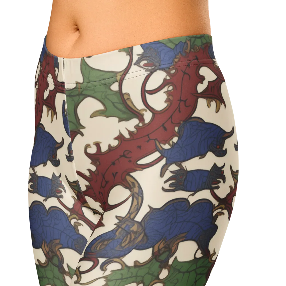 Verdant Wyverns on Capri Leggings — Zoomed-in