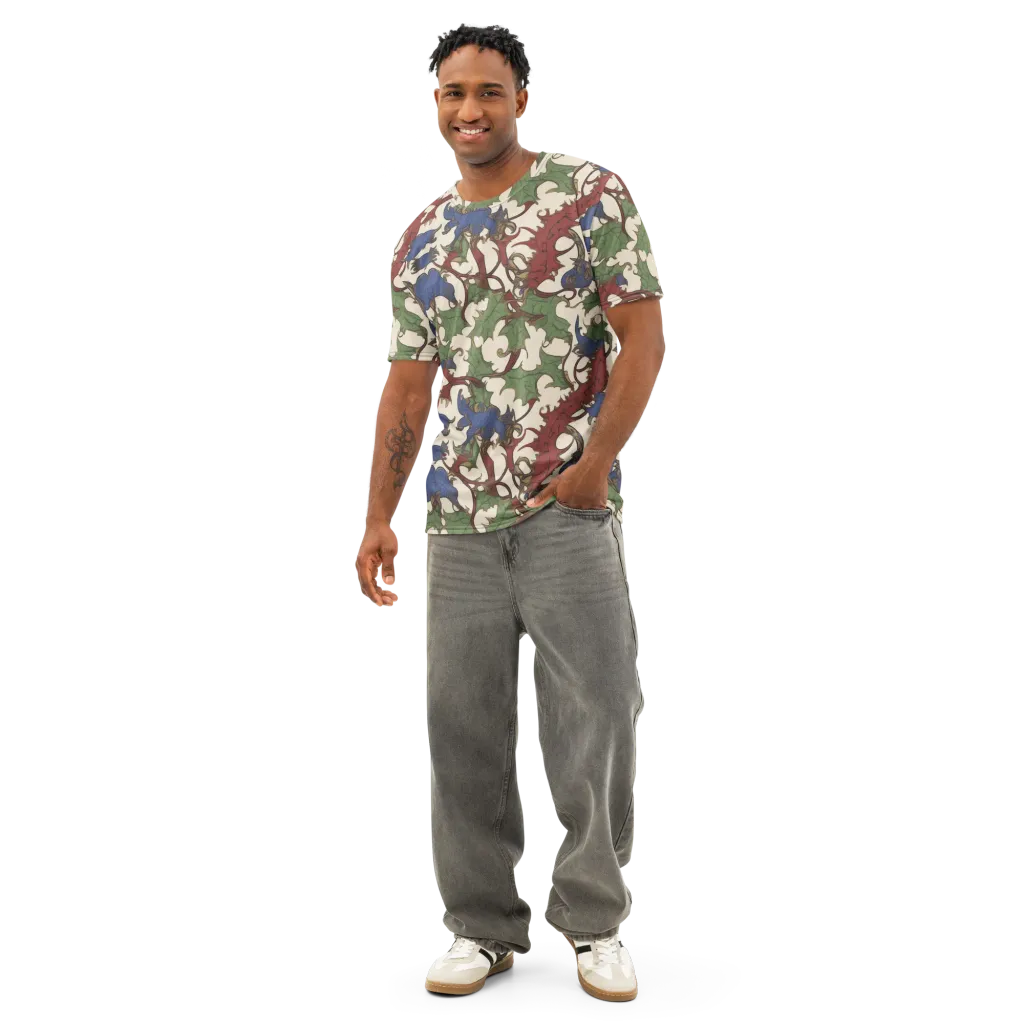 Verdant Wyverns on Men's Cotton Crew Neck T-Shirt — Front