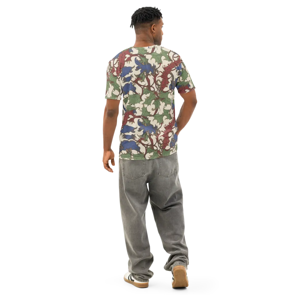 Verdant Wyverns on Men's Cotton Crew Neck T-Shirt — Back