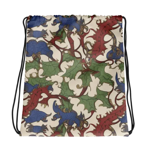 Verdant Wyverns on a Drawstring Bag