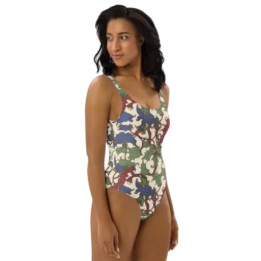 Verdant Wyverns on a One-Piece Swimsuit