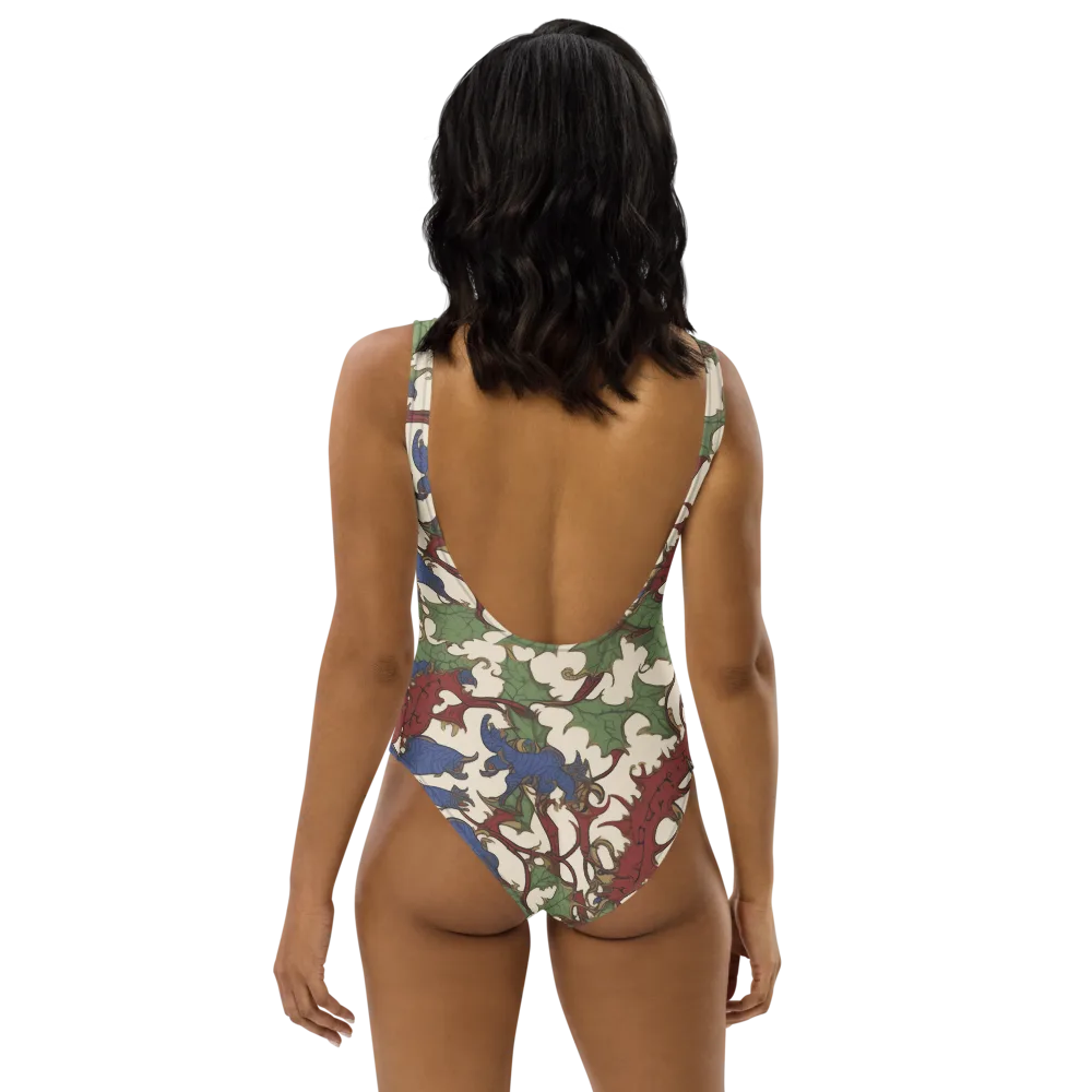 Verdant Wyverns on One-Piece Swimsuit — Back