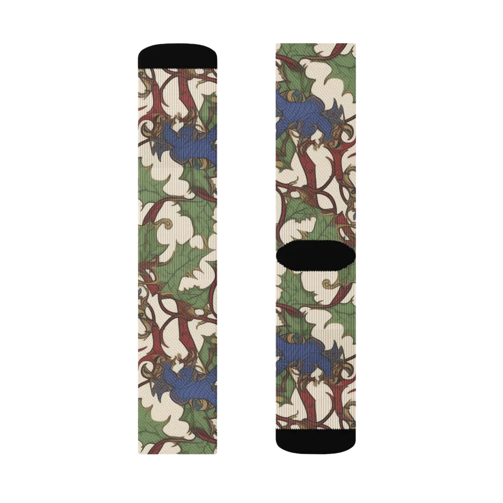 Verdant Wyverns on Socks — Left Sock