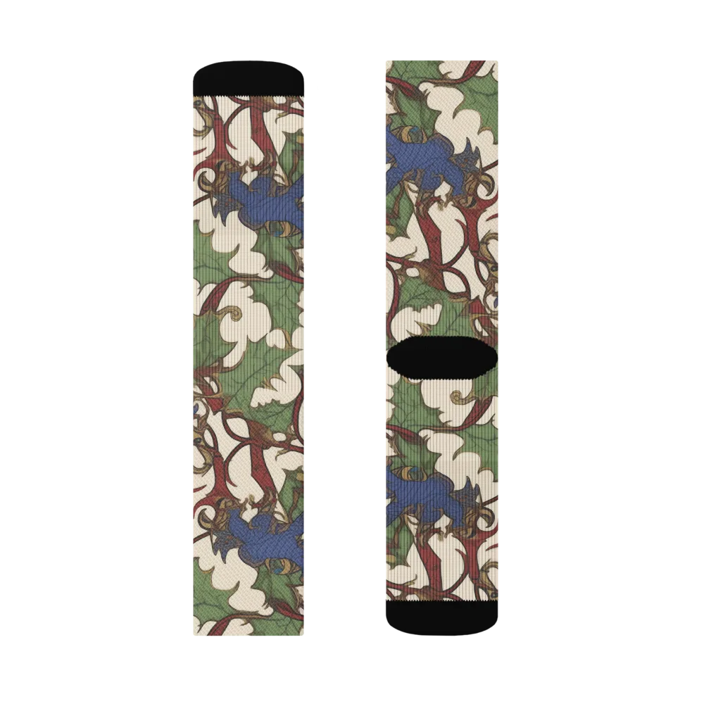 Verdant Wyverns on Socks — Right Sock