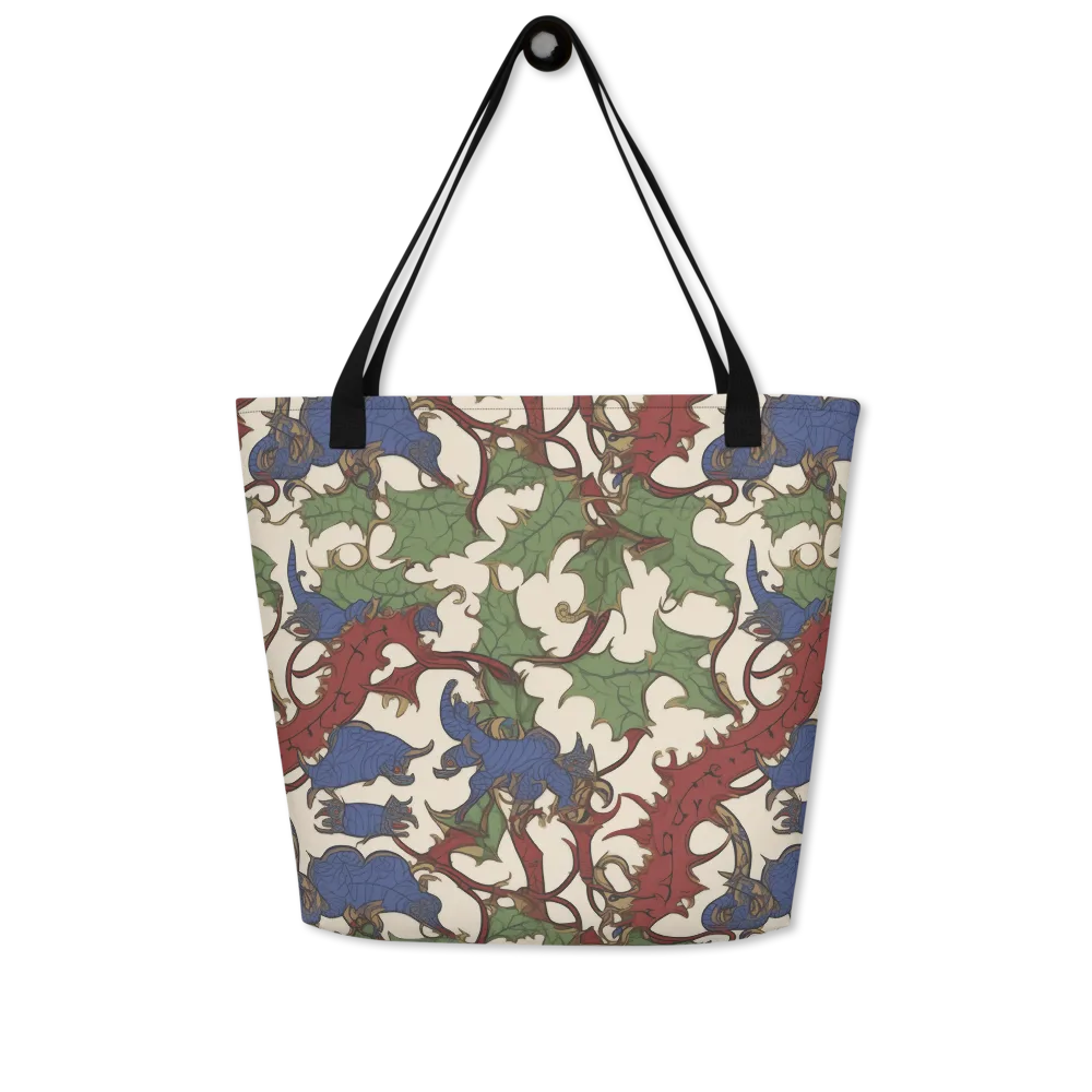 Verdant Wyverns on Large Tote Bag W/ Pocket — Front