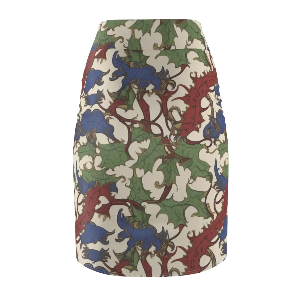 Verdant Wyverns on Pencil Skirt — Back