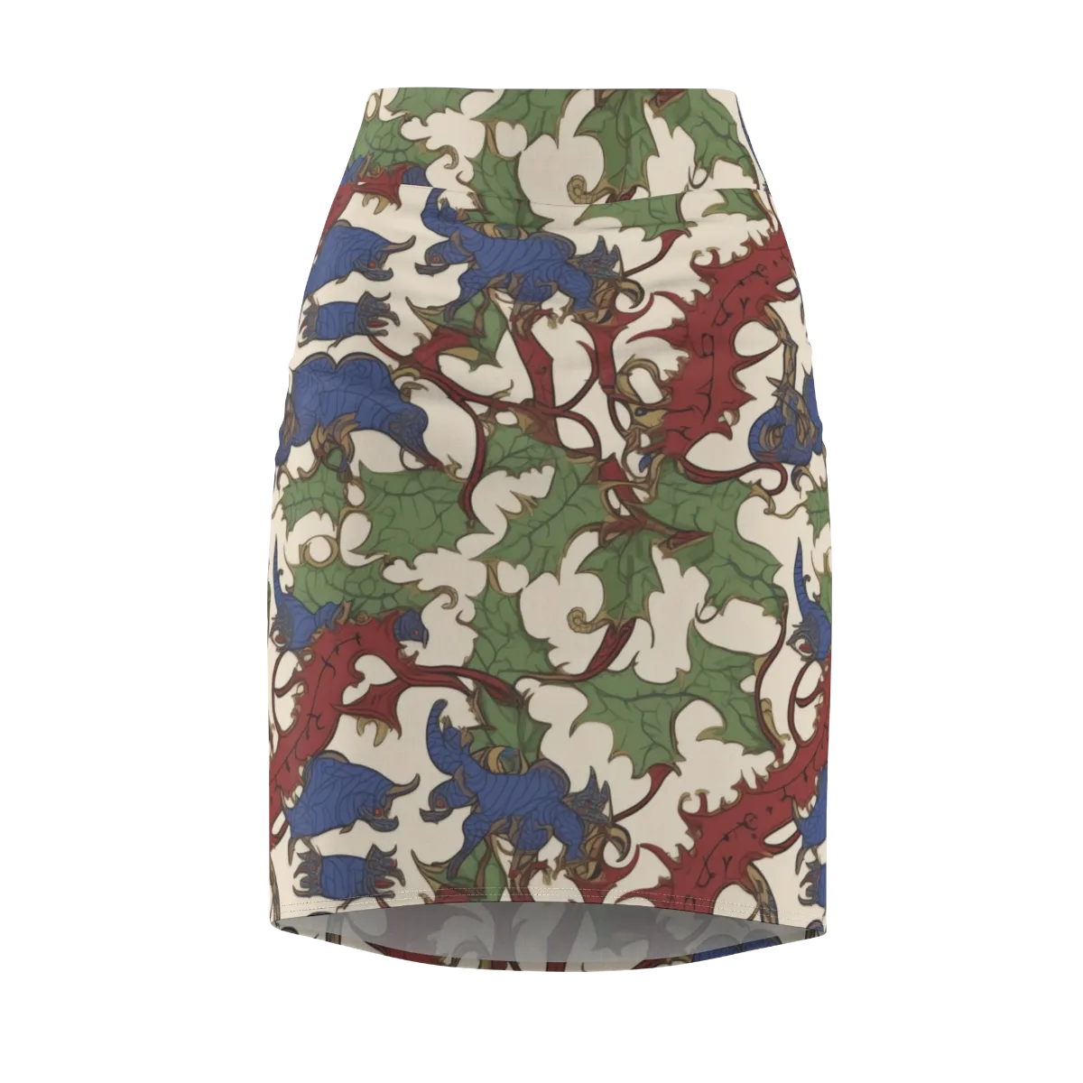 Verdant Wyverns on Pencil Skirt — Front