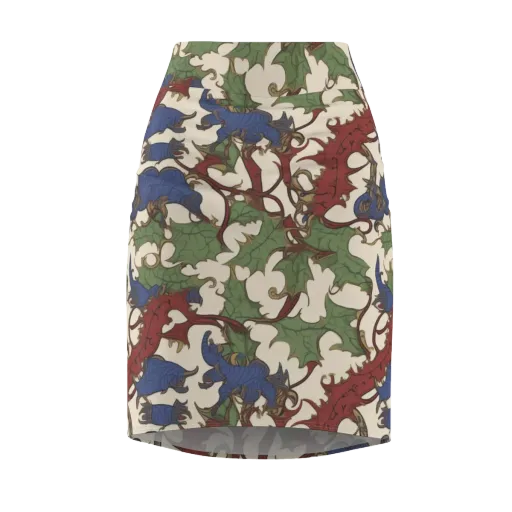 Verdant Wyverns on a Pencil Skirt