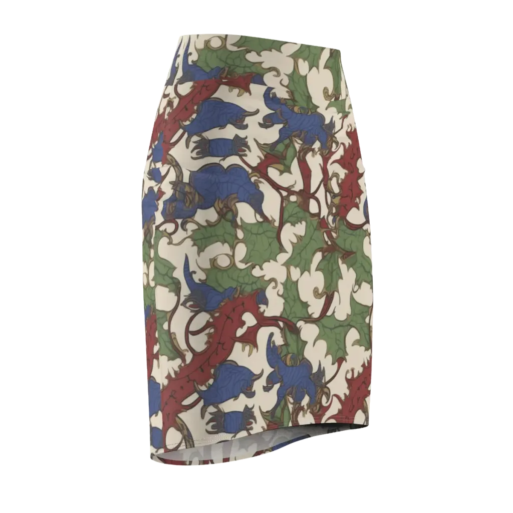 Verdant Wyverns on Pencil Skirt — Front Side