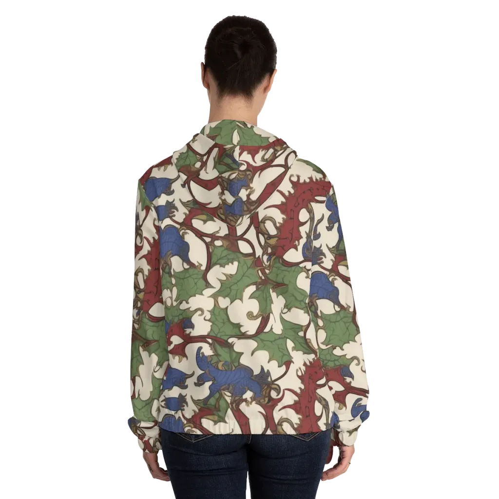 Verdant Wyverns on Women's Full-Zip Hoodie — Back On Person
