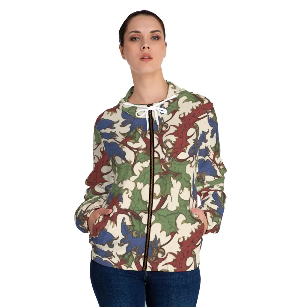 Verdant Wyverns on Women's Full-Zip Hoodie — Front On Person