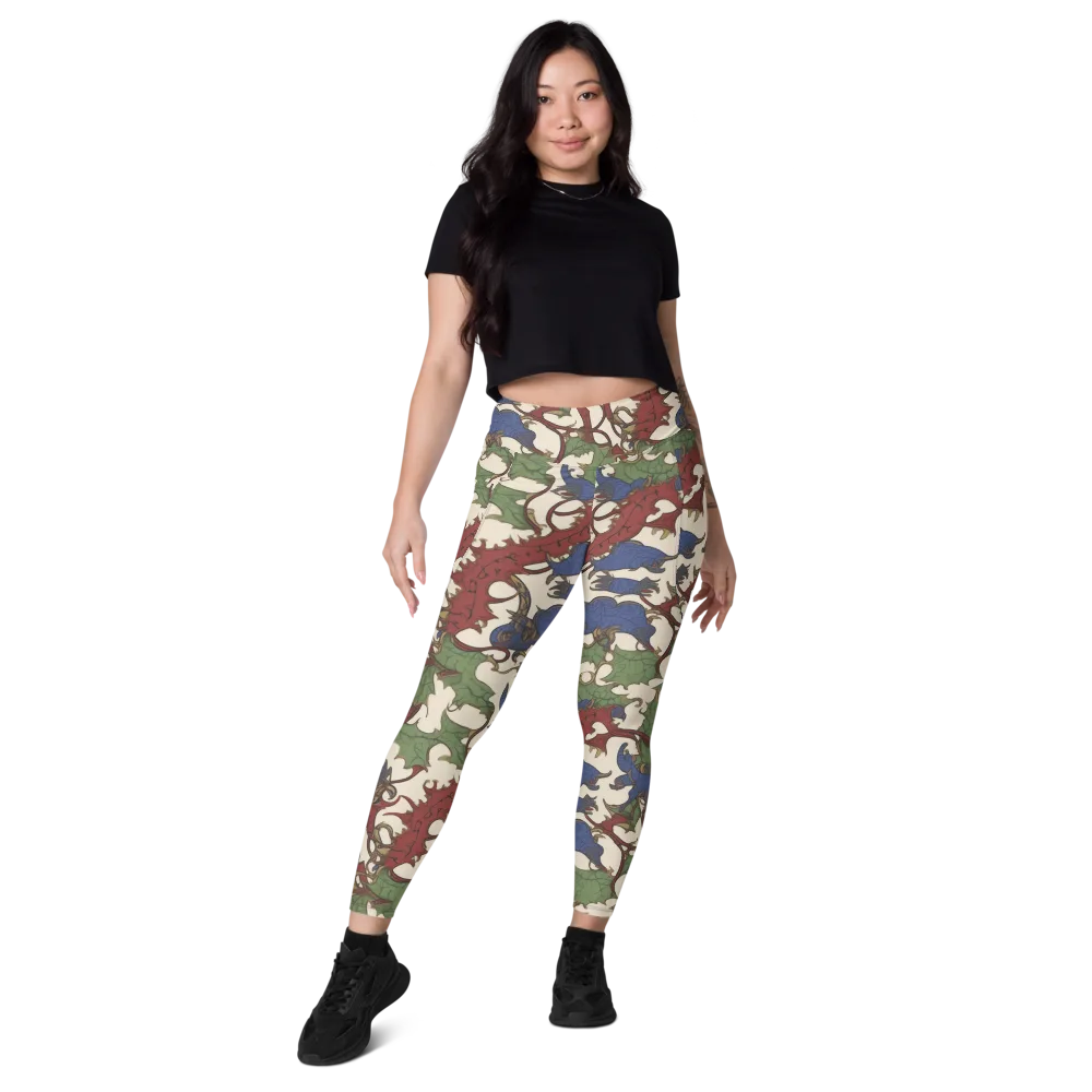 Verdant Wyverns on Leggings with Pockets — Front