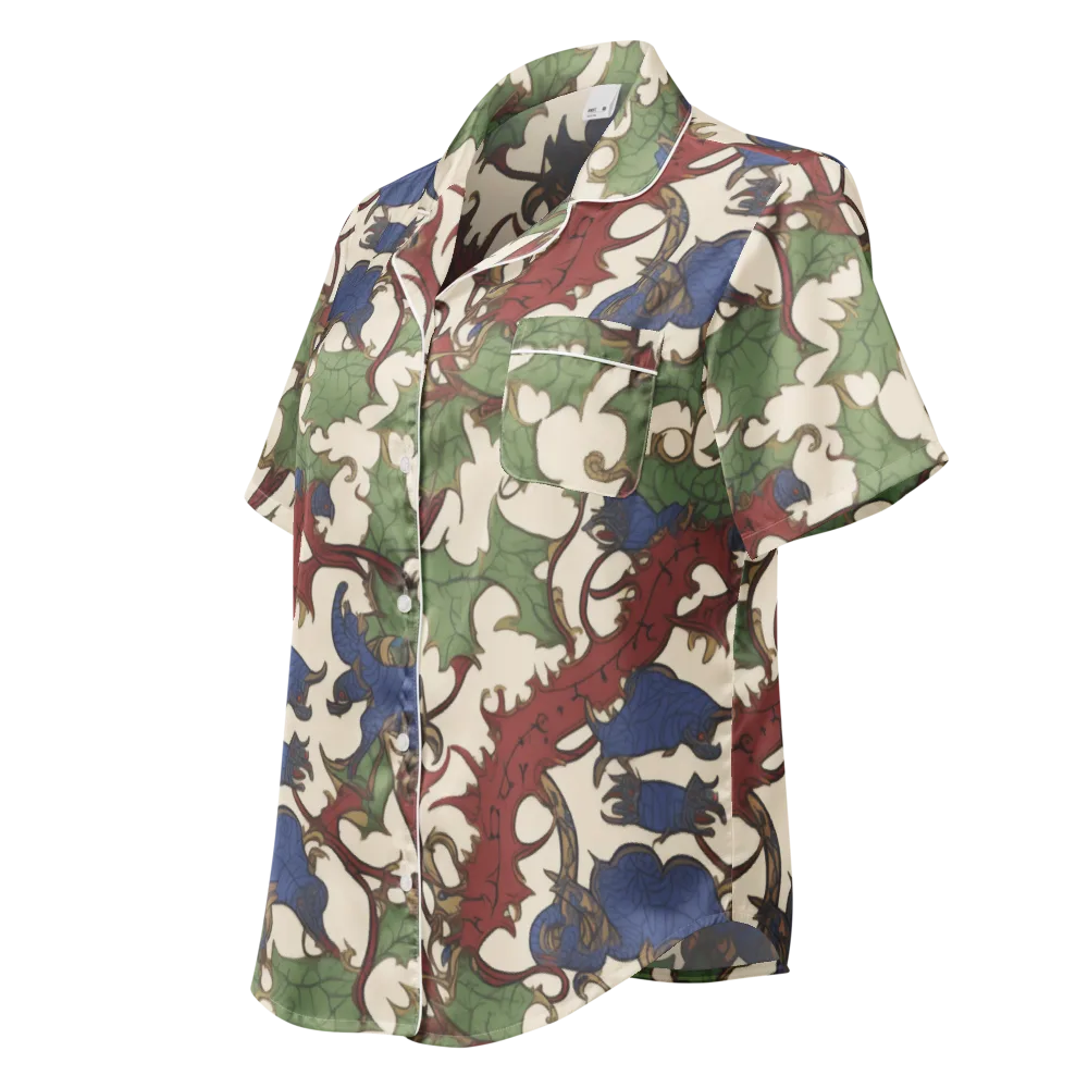 Verdant Wyverns on Women's Short Sleeve Pajama Top — Left Front