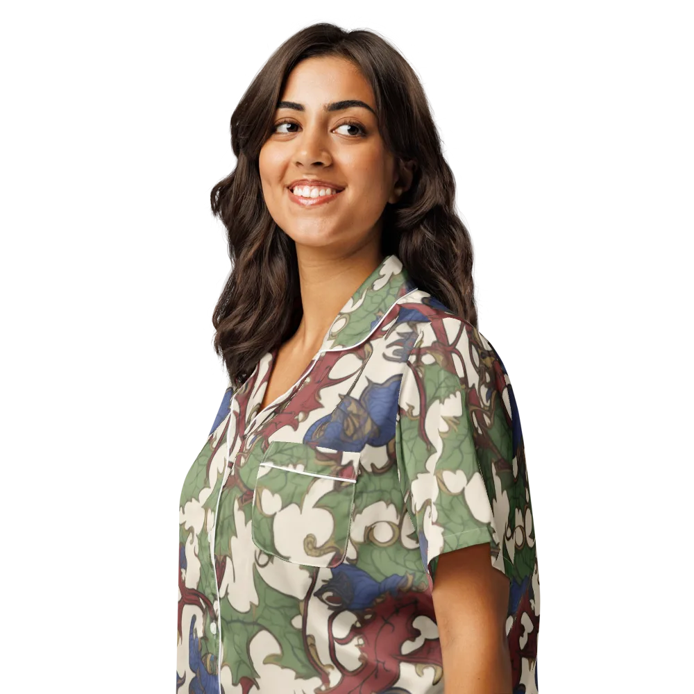Verdant Wyverns on Women's Short Sleeve Pajama Top — Left Front