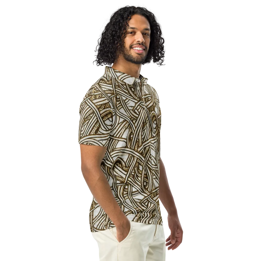 Sepia Tangle on Men's Slim Fit Polo Shirt — Right Front