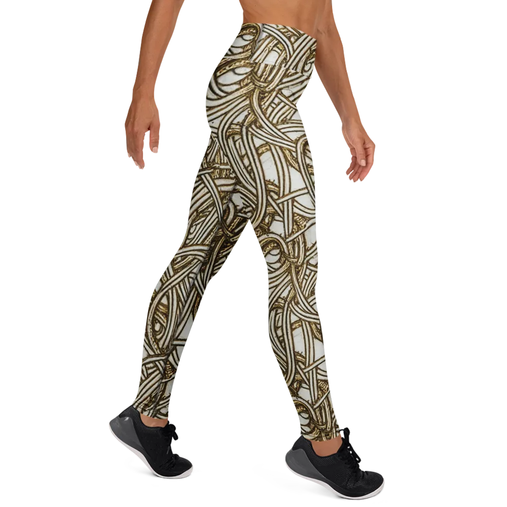 Sepia Tangle on Yoga Leggings — Right