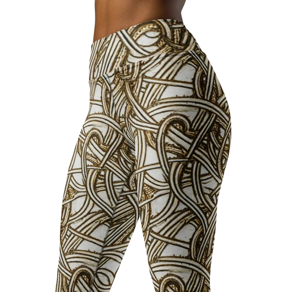 Sepia Tangle on Yoga Leggings — Left Front